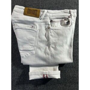 & Sons Brandon Overdyed Jeans Men’s Size 34 Ivory Straight Stretch Red Stitches